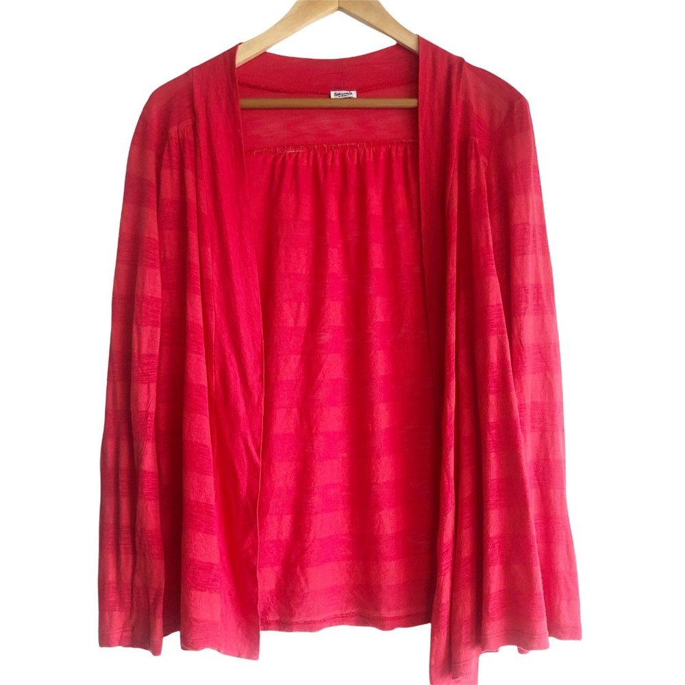 SPLENDID Red Burnout Striped Cotton Modal Lightweight Cardigan XS